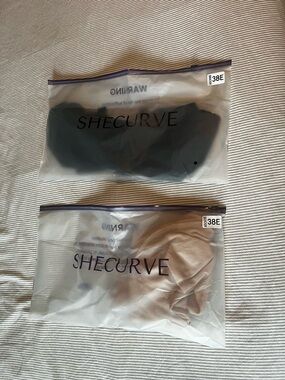 SHECURVE Women's Bra Pack - Black and Beige - 38E